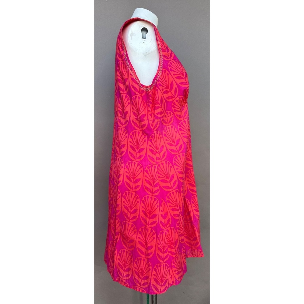 Sigrid Olsen Cotton Shift Dress 1X Sleeveless Pink Orange Zip Minimalist Coastal - Picture 3 of 13